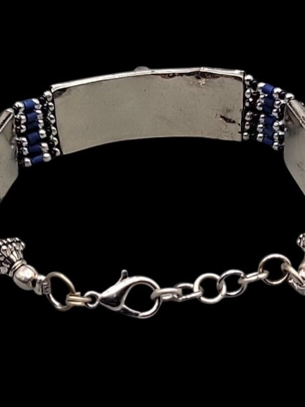 Vintage Tibetan Nepalese Silver Inlay Bracelet Lapis Coral 7.5” Ethnic Boho - Picture 6 of 16